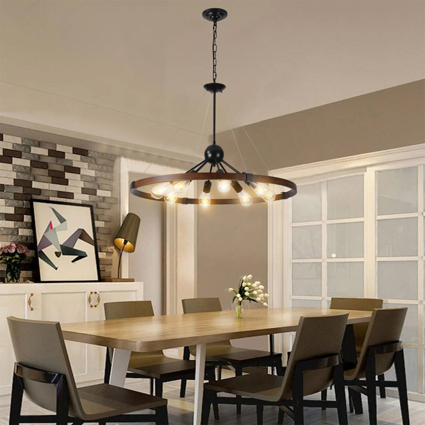 8-Light Retro Farmhouse Chandelier For Kitchen,