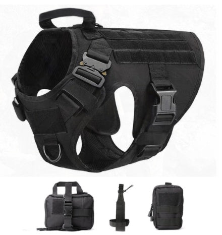 Pet Outdoor Tactical Elastic Leash Harness Set