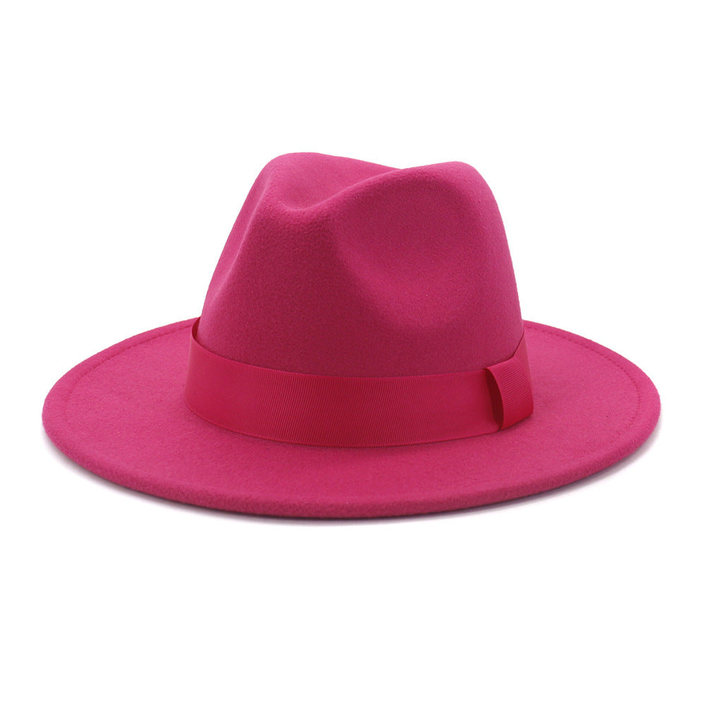 Fashionable Woolen Gentleman Jazz Flat Brim Big Hat