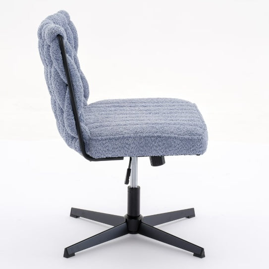 Armless Office Desk Chair No Wheels, BLUE