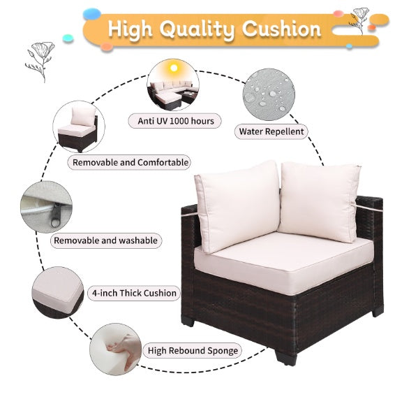 Outdoor Sofa Patio Furniture (7 Piece Set)