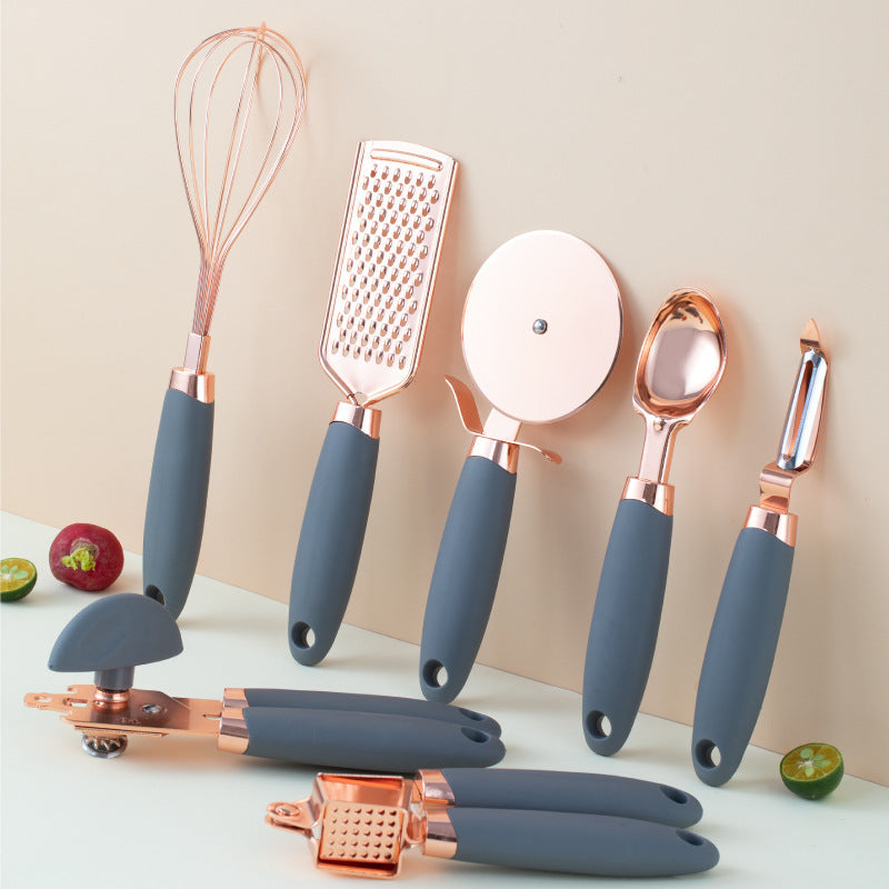 Kitchen Household Peeler Gadget Copper Plating Set (Rose Gold Sets)