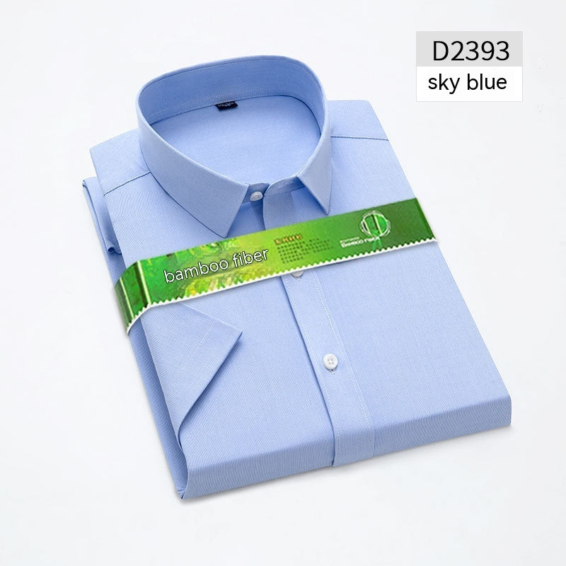 Bamboo Fiber Business Casual Solid Color Work Shirt Men