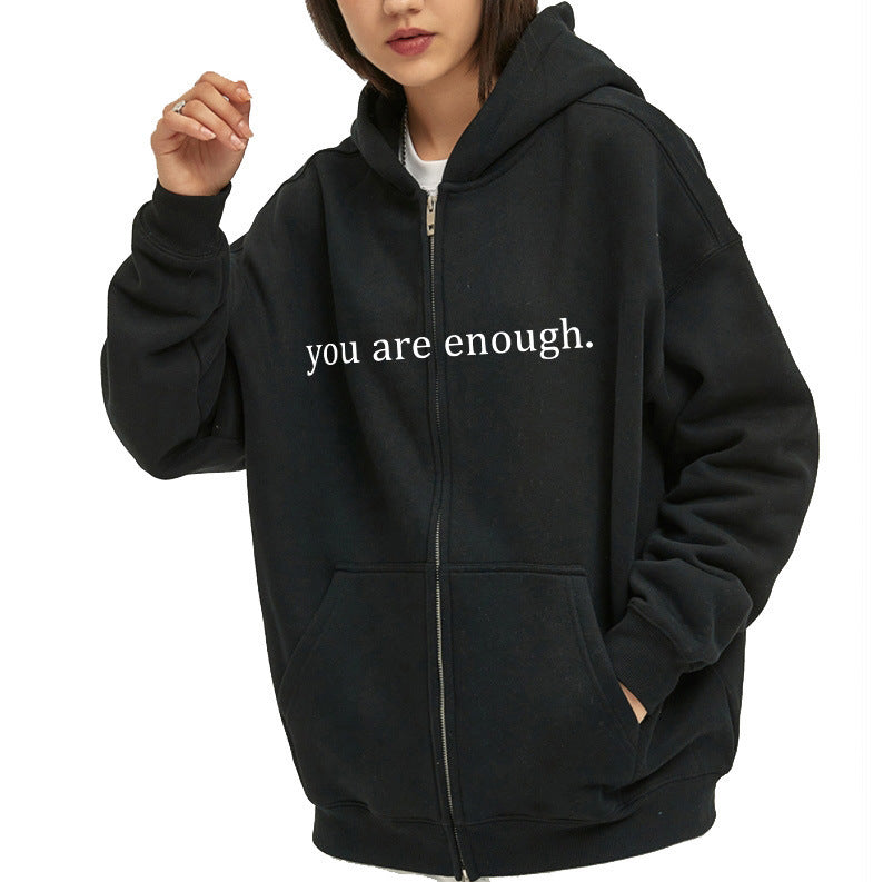 Hoodies Plus Size Sweatshirt Casual Drawstring Zipper Clothes (Dear Person behind me the world is a better place with you in it)