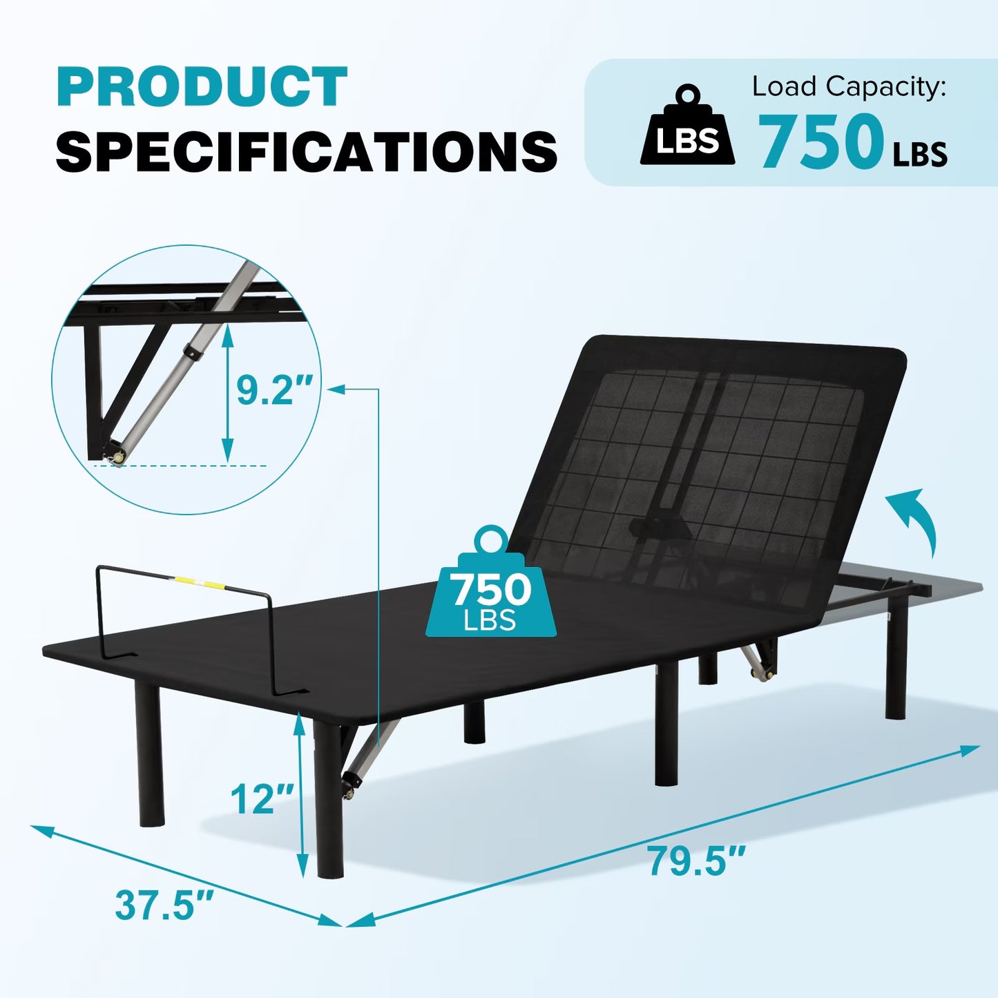 Adjustable Twin Bed Base,Bed Frame With Head And Foot Incline,Anti-Snore, Wireless Control, TXL