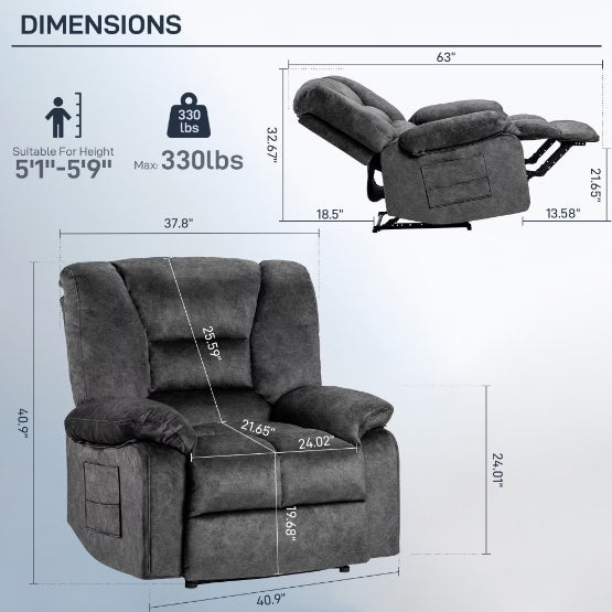 Living Room Recliner Chair Sofa With Massage And Heating