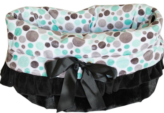 Aqua Party Dots Reversible Snuggle Bugs Pet Bed, Bag, and Car Seat All-in-One