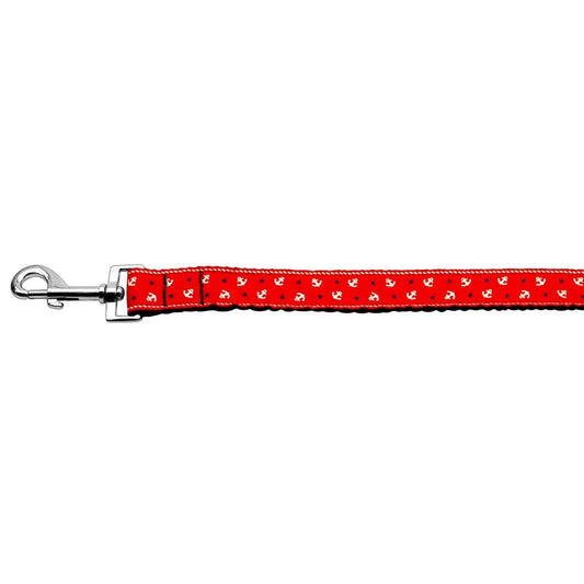 Anchors Nylon Ribbon Leash Red 1 inch wide 6ft Long