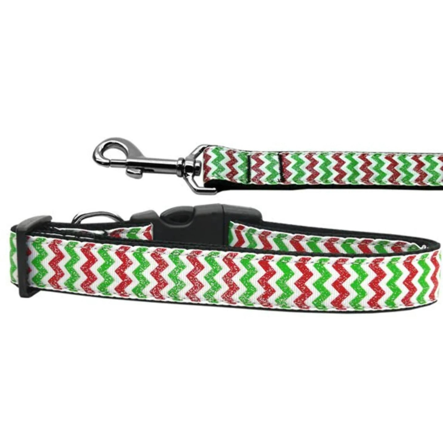 Christmas Sparkle Chevron Nylon Dog Leashes 1 inch wide 4ft Long