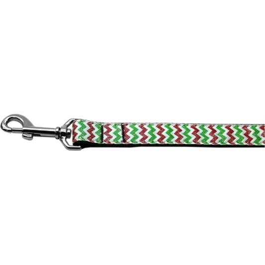 Christmas Sparkle Chevron Nylon Dog Leashes 1 inch wide 4ft Long