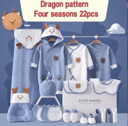 Dragon Pattern Four Seasons Newborn Babies Gift Box Pure Cotton Clothing Sets Casual 22pcs 24pcs 26pcs