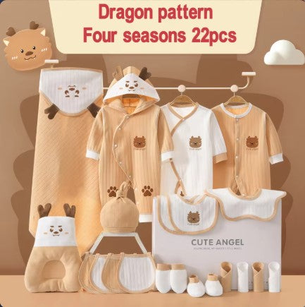 Dragon Pattern Four Seasons Newborn Babies Gift Box Pure Cotton Clothing Sets Casual 22pcs 24pcs 26pcs