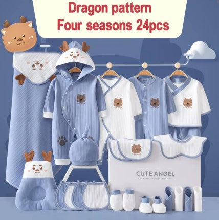 Dragon Pattern Four Seasons Newborn Babies Gift Box Pure Cotton Clothing Sets Casual 22pcs 24pcs 26pcs