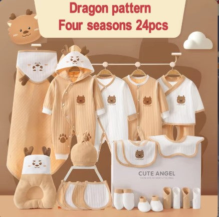 Dragon Pattern Four Seasons Newborn Babies Gift Box Pure Cotton Clothing Sets Casual 22pcs 24pcs 26pcs