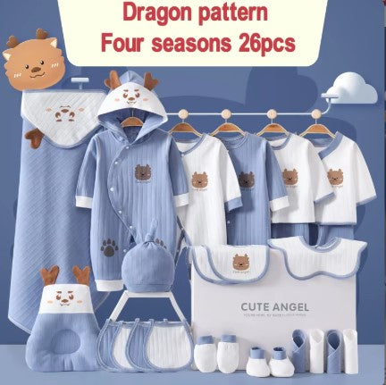 Dragon Pattern Four Seasons Newborn Babies Gift Box Pure Cotton Clothing Sets Casual 22pcs 24pcs 26pcs