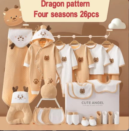 Dragon Pattern Four Seasons Newborn Babies Gift Box Pure Cotton Clothing Sets Casual 22pcs 24pcs 26pcs