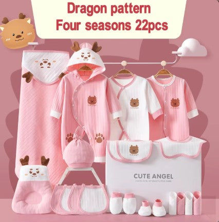 Dragon Pattern Four Seasons Newborn Babies Gift Box Pure Cotton Clothing Sets Casual 22pcs 24pcs 26pcs