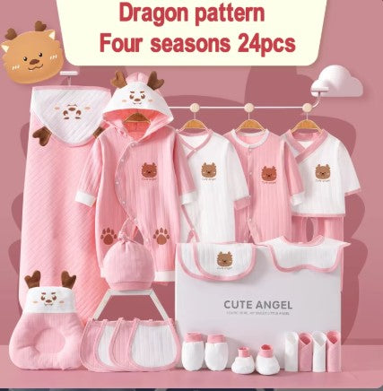 Dragon Pattern Four Seasons Newborn Babies Gift Box Pure Cotton Clothing Sets Casual 22pcs 24pcs 26pcs