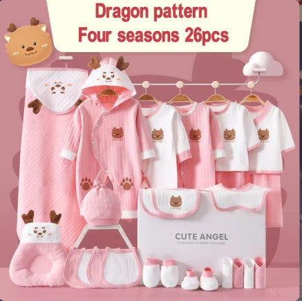 Dragon Pattern Four Seasons Newborn Babies Gift Box Pure Cotton Clothing Sets Casual 22pcs 24pcs 26pcs