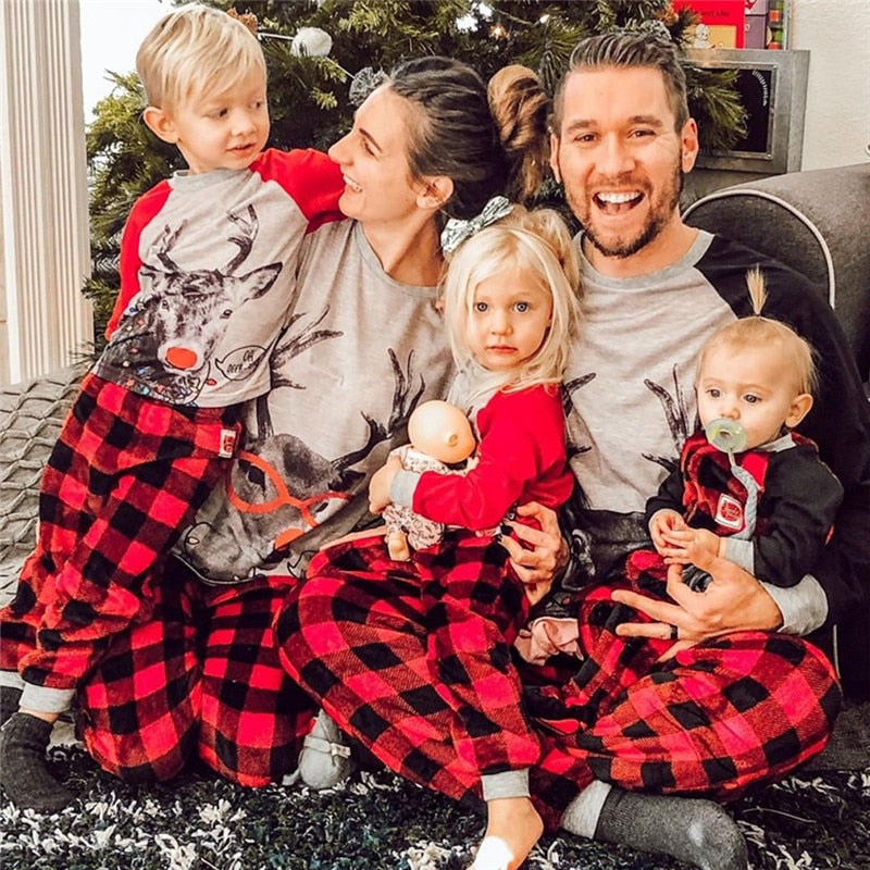 Family Matching Christmas Deer Pajamas Sets For