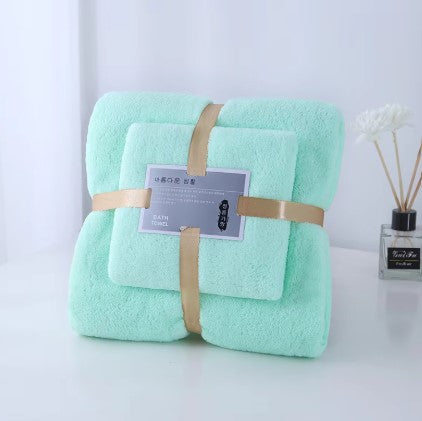 Top Quality Luxury Natural Colorful hotel Microfiber coral fleece Bath Towel 2 pc set