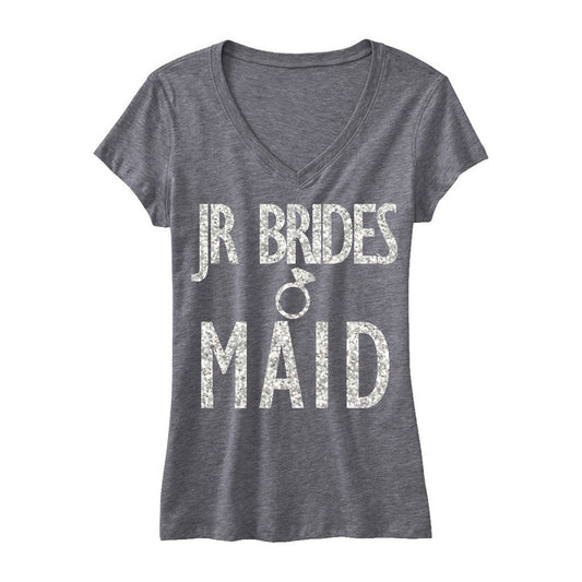 JR BRIDESMAID GLITTER Shirt Gray Vneck