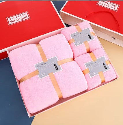 Top Quality Luxury Natural Colorful hotel Microfiber coral fleece Bath Towel 3 pc set