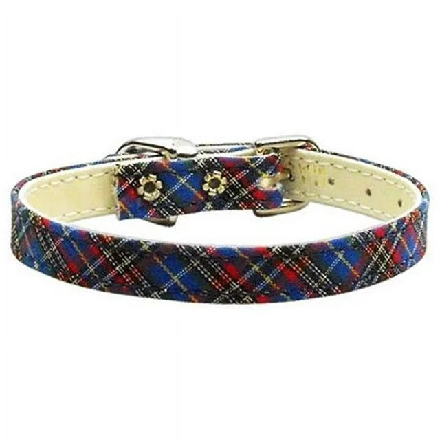 3/8" Plaid Plain Collars Blue 12