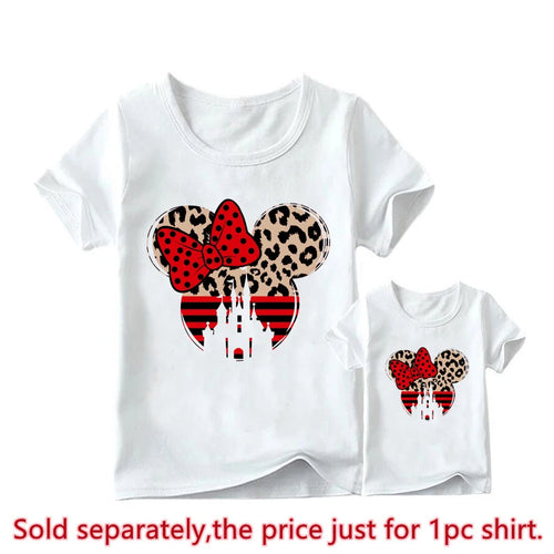 New Leopard Minnie Mouse Print Kawai Mother Kids Family Matching