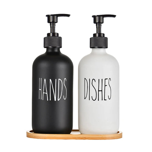 500ml Black Dish Soap Dispenser Set with Plastic Pump Refillable