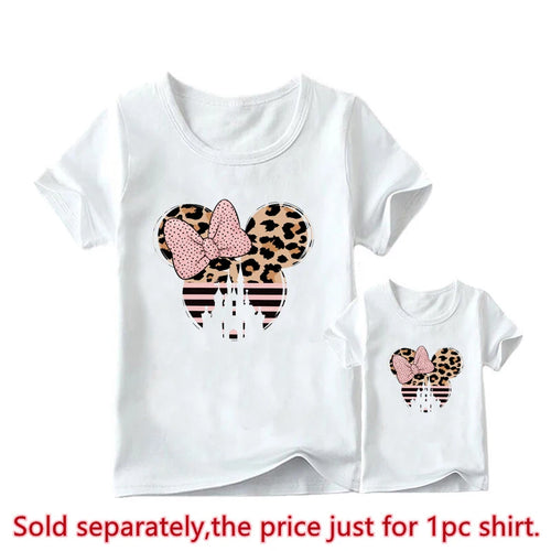 New Leopard Minnie Mouse Print Kawai Mother Kids Family Matching