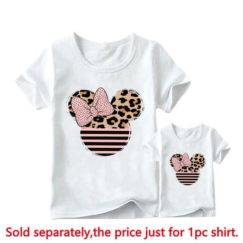 New Leopard Minnie Mouse Print Kawai Mother Kids Family Matching