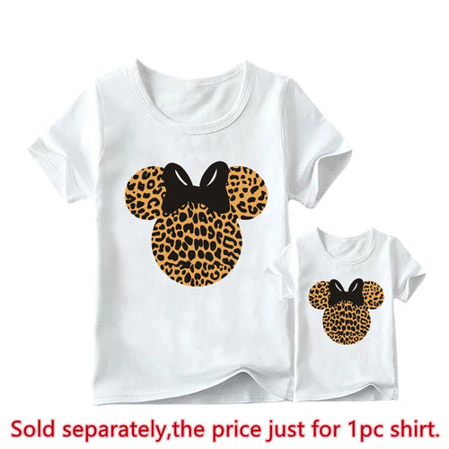 New Leopard Minnie Mouse Print Kawai Mother Kids Family Matching