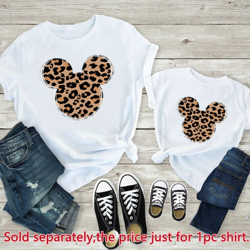 New Leopard Minnie Mouse Print Kawai Mother Kids Family Matching