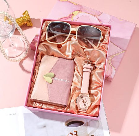 Ladies & Girls Gift Set with Quartz Watch, Sunglasses & Wallet