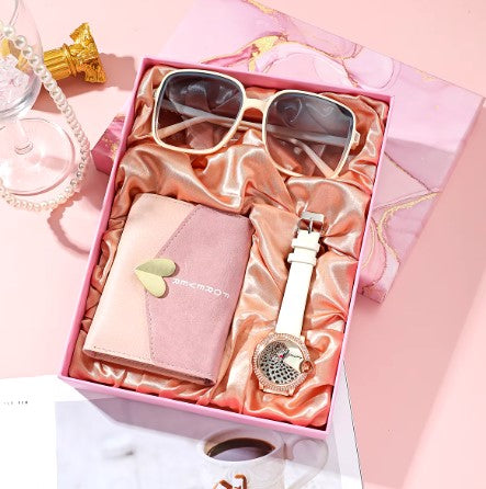 Ladies & Girls Gift Set with Quartz Watch, Sunglasses & Wallet