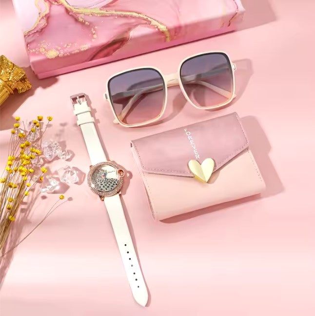 Ladies & Girls Gift Set with Quartz Watch, Sunglasses & Wallet