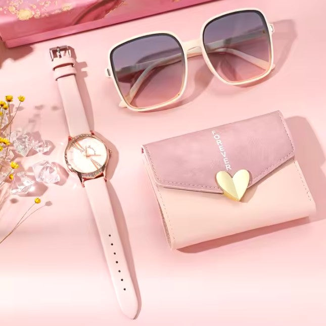 Ladies & Girls Gift Set with Quartz Watch, Sunglasses & Wallet