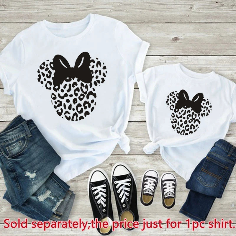 New Leopard Minnie Mouse Print Kawai Mother Kids Family Matching