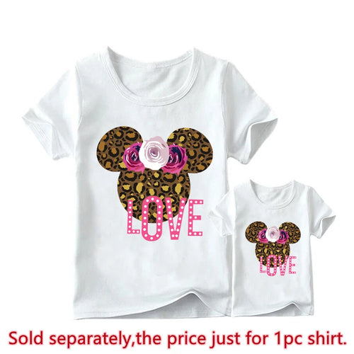 New Leopard Minnie Mouse Print Kawai Mother Kids Family Matching