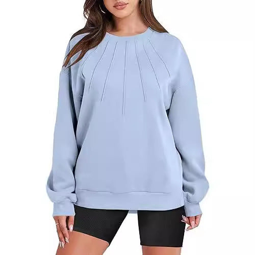 Loose-fitting Casual Round-neck Pleated Fashion Women's Sweater