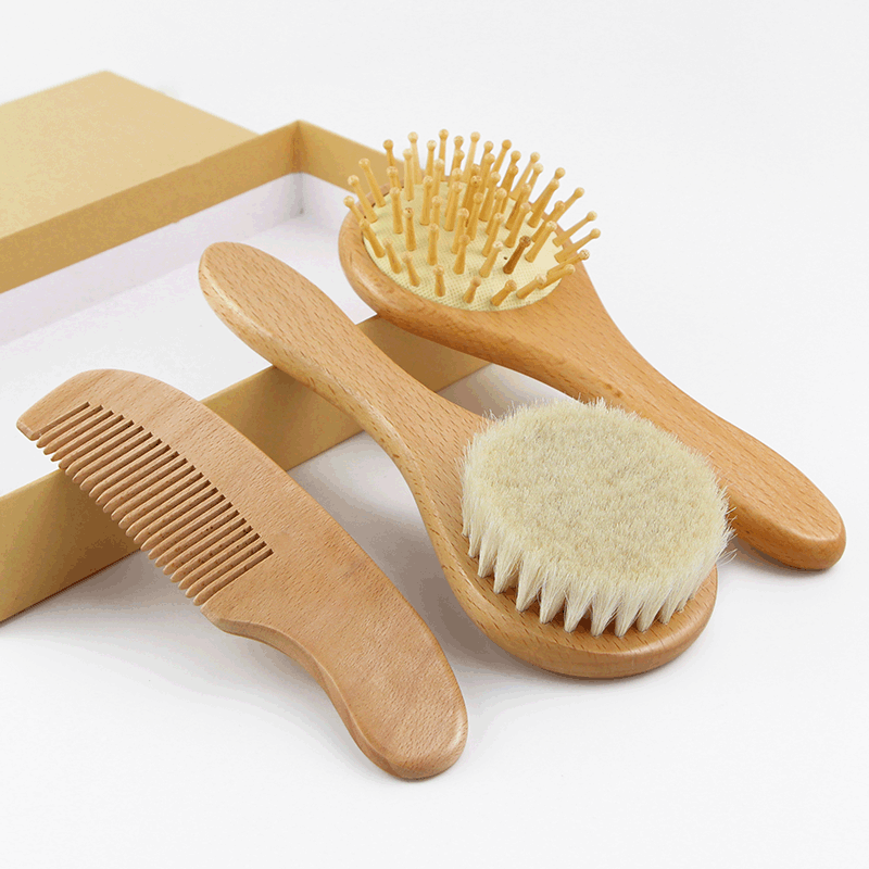 Baby Shower Round Wool Massage Brush Set