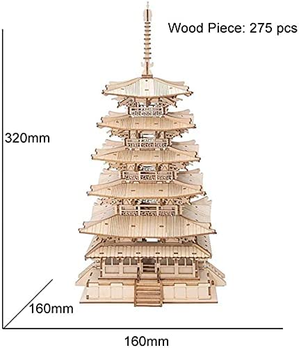 Robotime Five-storied Pagoda 3D Wooden Puzzle Toys For Children Kids Birthday Gift