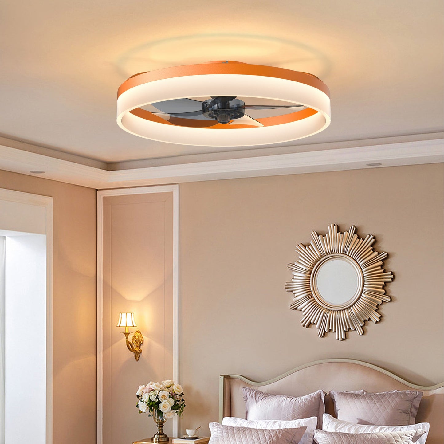 Ceiling Fans with Lights Dimmable LED Embedded installation of thin