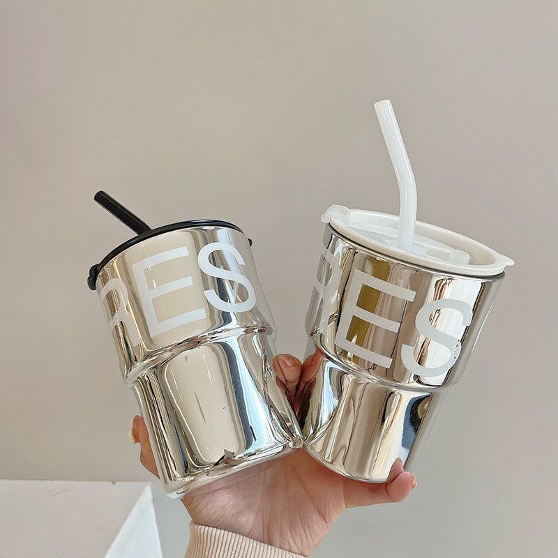 Ins Wind Male And Female Students High Appearance Horizontal Straw Tumbler