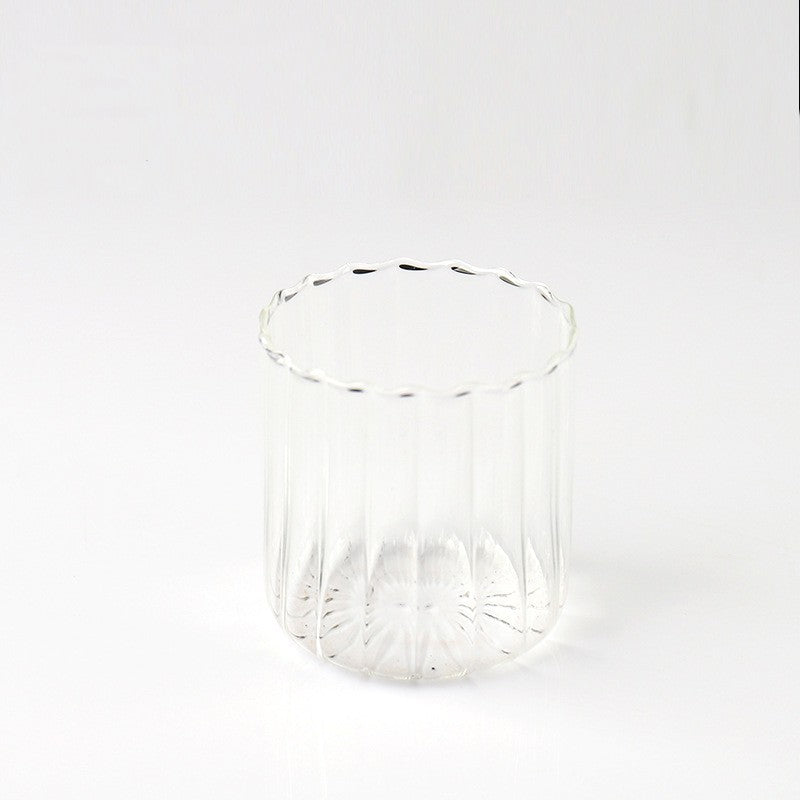 Clear Glass Tea Set Striped Cup Tumbler