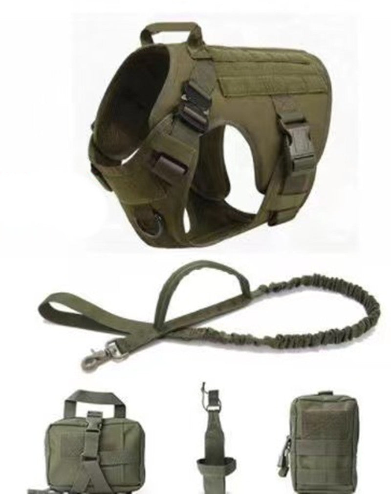 Pet Outdoor Tactical Elastic Leash Harness Set