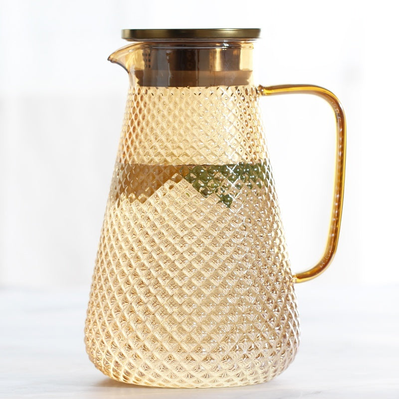 Electroplating Amber Cold Water Bottle Household Heat-resistant Glass Water Pitcher