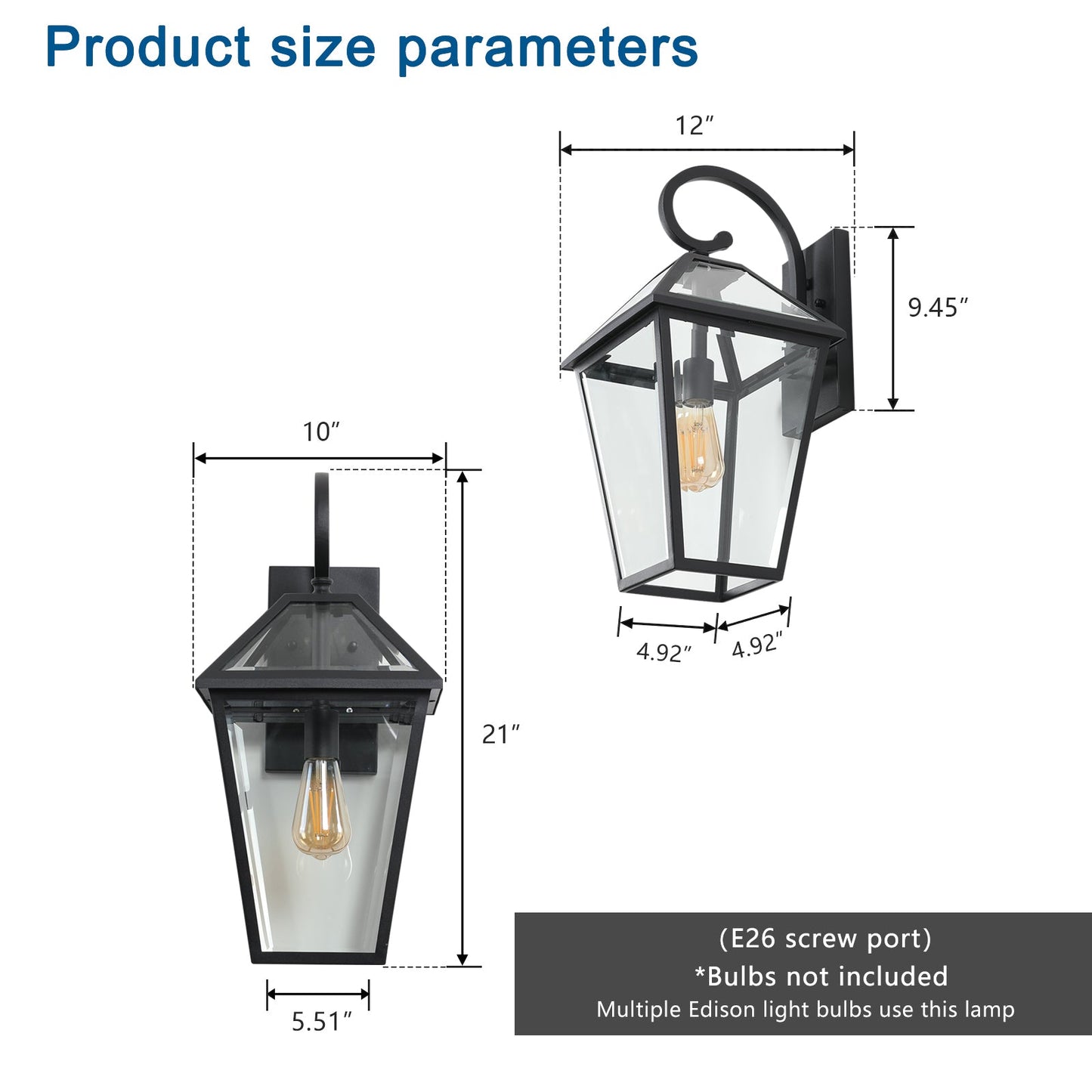 Modern Outdoor Waterproof Wall Lamp Supports multiple types of light