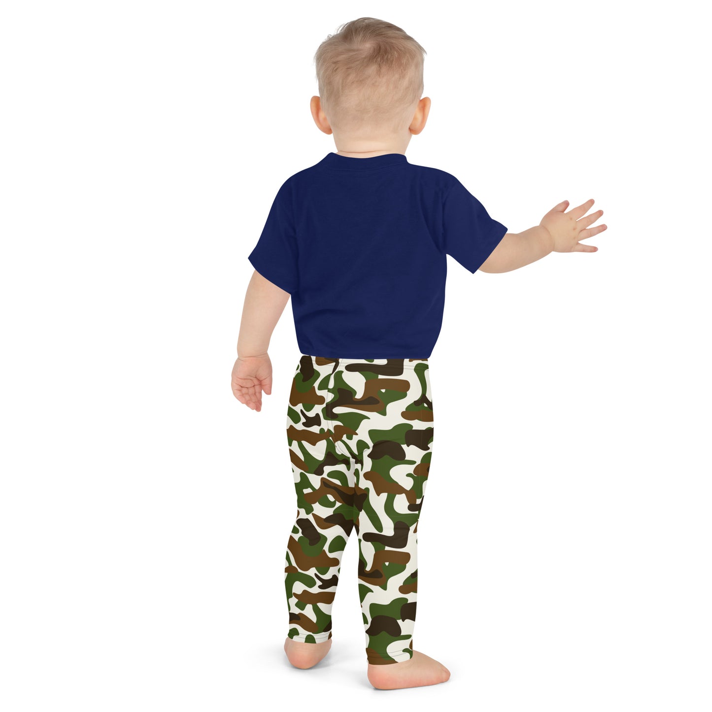 Kid's Leggings  - Beige Brown & White Camouflage